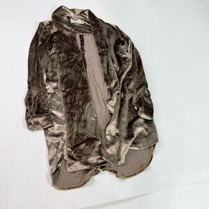 Michelle Mason Coat Womens 0 Brown Solid Silk Long-Sleeve Open-Front Rich Girl